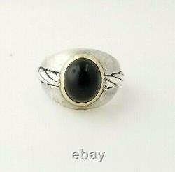 Vintage Franklin Mint 1989 Mans Sterling Silver And 14kt Gold Black Onyx Ring