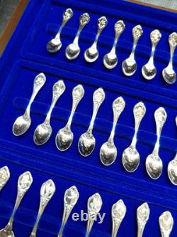 Vintage Franklin Mint 50 State Bird Sterling Silver Mini Spoons Complete Set