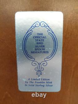 Vintage Franklin Mint 50 State Bird Sterling Silver Mini Spoons Complete Set