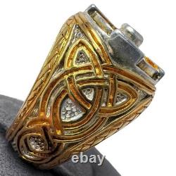 Vintage Franklin Mint Celtic Cross Emerald Sterling Silver Statement Ring 8
