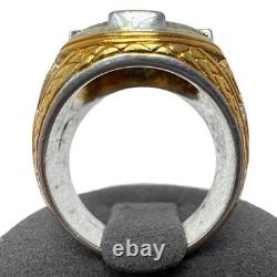Vintage Franklin Mint Celtic Cross Emerald Sterling Silver Statement Ring 8