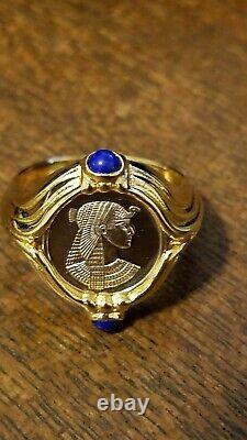 Vintage Franklin Mint Cleopatra 14k and sterling lapis ladies ring size 8 1/2