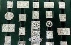 Vintage Franklin Mint Collectors Box of 50 Stamps in Sterling Silver (600 Grams)