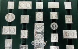Vintage Franklin Mint Collectors Box of 50 Stamps in Sterling Silver 600 Grams