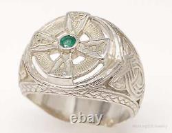 Vintage Franklin Mint Emerald Celtic Sterling Silver Ring Size 10.25