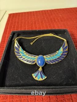 Vintage Franklin Mint Jewel of the Nile Enamel Scarab Necklace NEW Never Worn