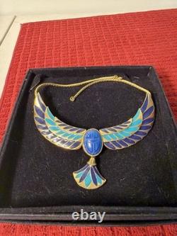 Vintage Franklin Mint Jewel of the Nile Enamel Scarab Necklace NEW Never Worn