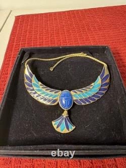 Vintage Franklin Mint Jewel of the Nile Enamel Scarab Necklace NEW Never Worn