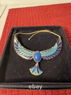 Vintage Franklin Mint Jewel of the Nile Enamel Scarab Necklace NEW Never Worn