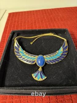 Vintage Franklin Mint Jewel of the Nile Enamel Scarab Necklace NEW Never Worn