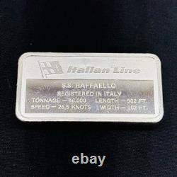 Vintage Franklin Mint SS Raffaello Italian Line Cruise Ship Sterling Silver Bar