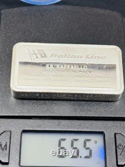 Vintage Franklin Mint SS Raffaello Italian Line Cruise Ship Sterling Silver Bar