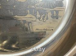 Vintage Franklin Mint Solid Sterling Silver 1974 Thanksgiving Plate 181g DS30