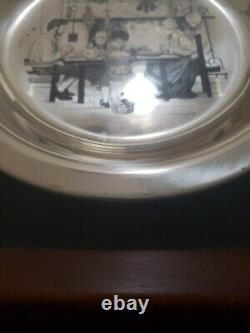 Vintage Franklin Mint Solid Sterling Silver 1975 Thanksgiving Plate withFrame EX