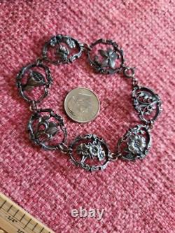 Vintage Franklin Mint Sterling Silver Flowers Of Florence Bracelet With Case/coa