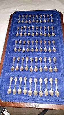 Vintage Franklin Mint set of 50 sterling silver miniature spoons, US State Birds