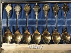 Vintage Gold Vermeil Over Sterling Silver 925 Franklin Mint Zodiac Spoons In Box