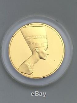 Vintage Queen Nefertiti 24K Gold over Sterling Silver Coin Franklin Mint