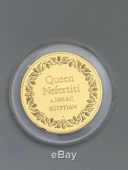 Vintage Queen Nefertiti 24K Gold over Sterling Silver Coin Franklin Mint