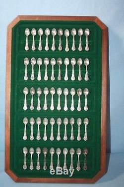 Vintage Sterling Silver 50 Spoon Set-Franklin Mint State Flowers Miniature Case