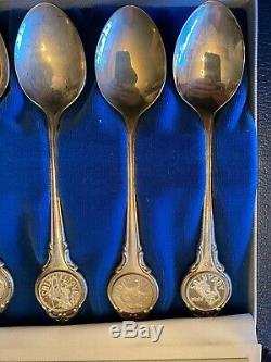 Vintage Sterling Silver 925 Franklin Mint Zodiac Spoons In Box