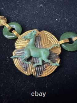 Vntg 1989 Gold Plated Sterling Silver Franklin Mint Year Of Horse Necklace-CIB