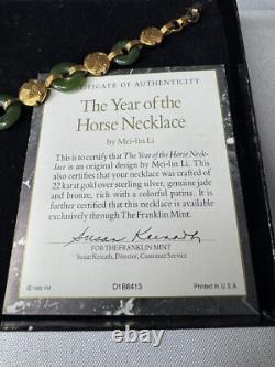 Vntg 1989 Gold Plated Sterling Silver Franklin Mint Year Of Horse Necklace-CIB