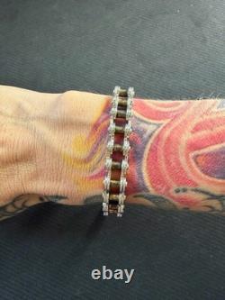 Vtg 1989 89 FM Franklin Mint Sterling 925 Motorcycle Bike Chain Bracelet, 8in