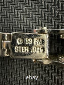 Vtg 1989 89 FM Franklin Mint Sterling 925 Motorcycle Bike Chain Bracelet, 8in