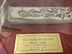 Vtg Franklin Mint Teddy Roosevelt Silver Knife Embellished Sterling Silver 1988