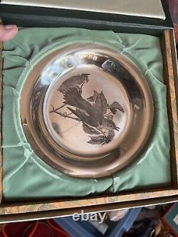 Vtg. Sterling Silver Plate Audubon Society 1973 The Wood Thrust Franklin Mint