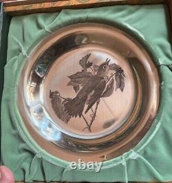 Vtg. Sterling Silver Plate Audubon Society 1973 The Wood Thrust Franklin Mint