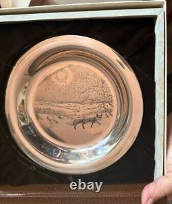 Vtg. Sterling Silver Plate Audubon Society 1973 Winter Fox Franklin Mint