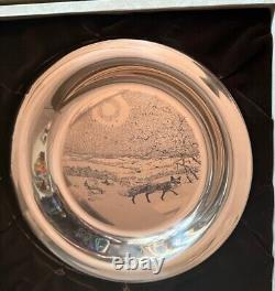 Vtg. Sterling Silver Plate Audubon Society 1973 Winter Fox Franklin Mint