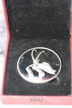 WINGED IBEX Sterling Silver Coin By Franklin Mint Art perse Louvre Museum Paris