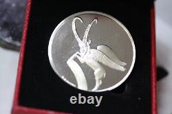 WINGED IBEX Sterling Silver Coin By Franklin Mint Art perse Louvre Museum Paris