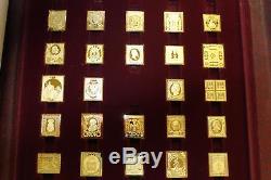 WORLD 1st STAMPS 24k GOLD STERLING SILVER L/E PROOFS RARE FRANKLIN MINT 73