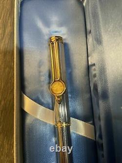 Waterman Gentleman Sterling Silver Fountain Pen Franklin Mint 18Kt M Pt In Box
