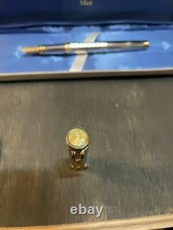 Waterman Gentleman Sterling Silver Fountain Pen Franklin Mint 18Kt M Pt In Box