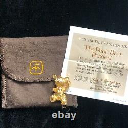 Winnie the Pooh Bear Pendant 24K Gold Plated Sterling Silver Franklin Mint COA