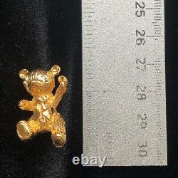 Winnie the Pooh Bear Pendant 24K Gold Plated Sterling Silver Franklin Mint COA