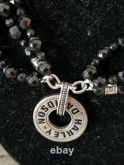 Women's Harley Davidson Necklace (Franklin Mint) Black Onyx & Sterling Silver