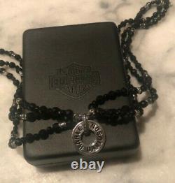 Women's Harley Davidson Necklace (Franklin Mint) Black Onyx & Sterling Silver